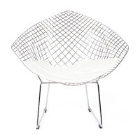 Replica Diamond Stuhl aus verchromtem Stahl und Kunstlederpolster - Bertoia Kollektion