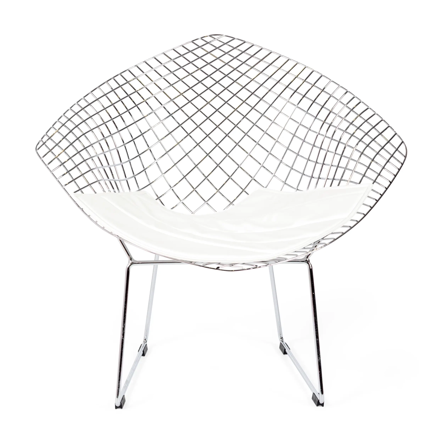Replica Diamond-stoel in verchroomd staal en kunstlederen kussen - Bertoia Collection