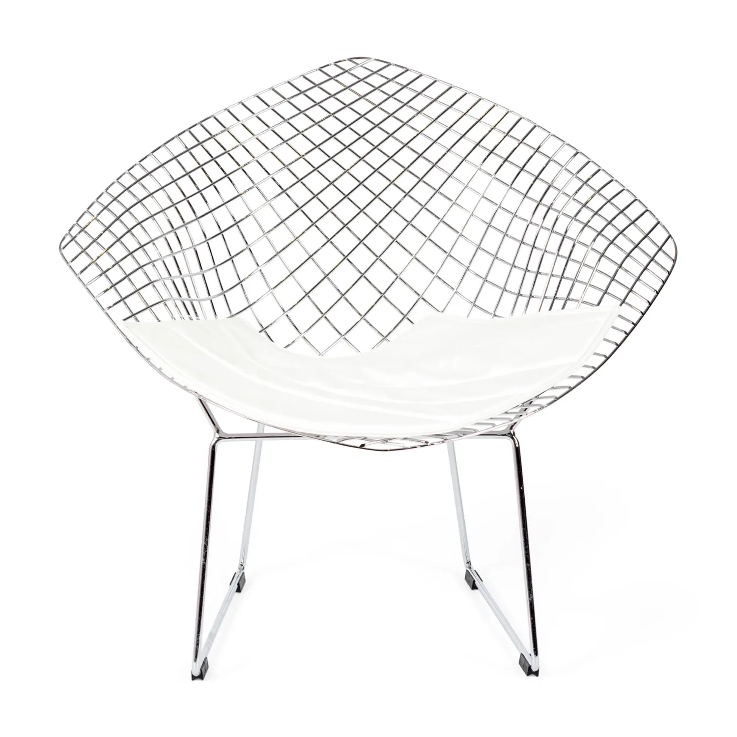 Réplica silla Diamond de acero cromado y cojín en polipiel - Colección Bertoia