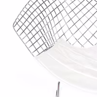 Réplica silla Diamond de acero cromado y cojín en polipiel - Colección Bertoia