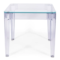 Kwadratowy stół jadalniany Ghost 80 cm: przezroczysty, nowoczesny design