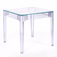 Tavolo da pranzo quadrato Ghost da 80 cm: design trasparente e moderno