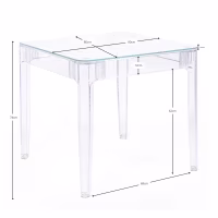 Mesa de Comedor Cuadrada Ghost 80 cm | Diseño Transparente y Moderno