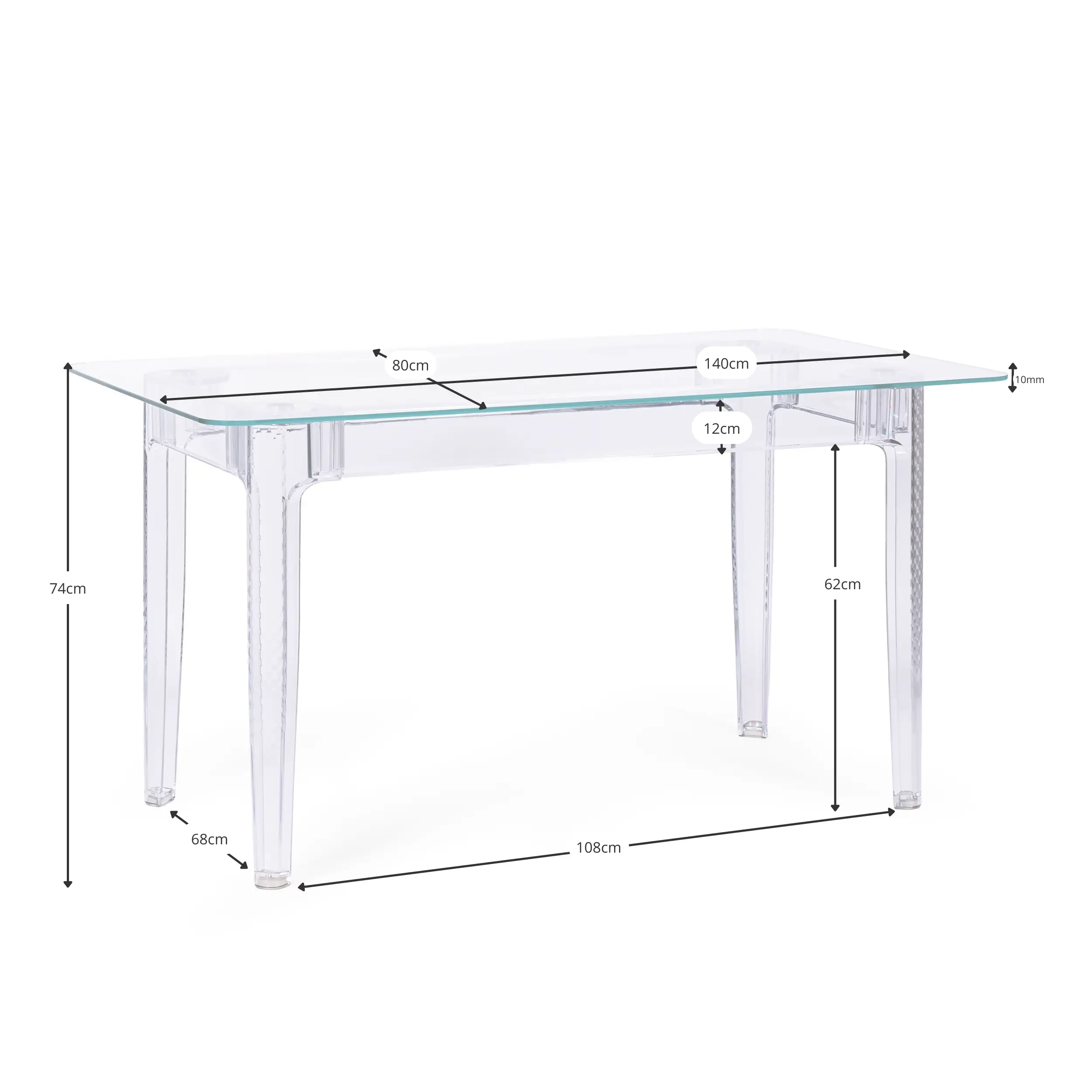 Mesa de Comedor Ghost 140x80 cm | Diseño Transparente Moderno