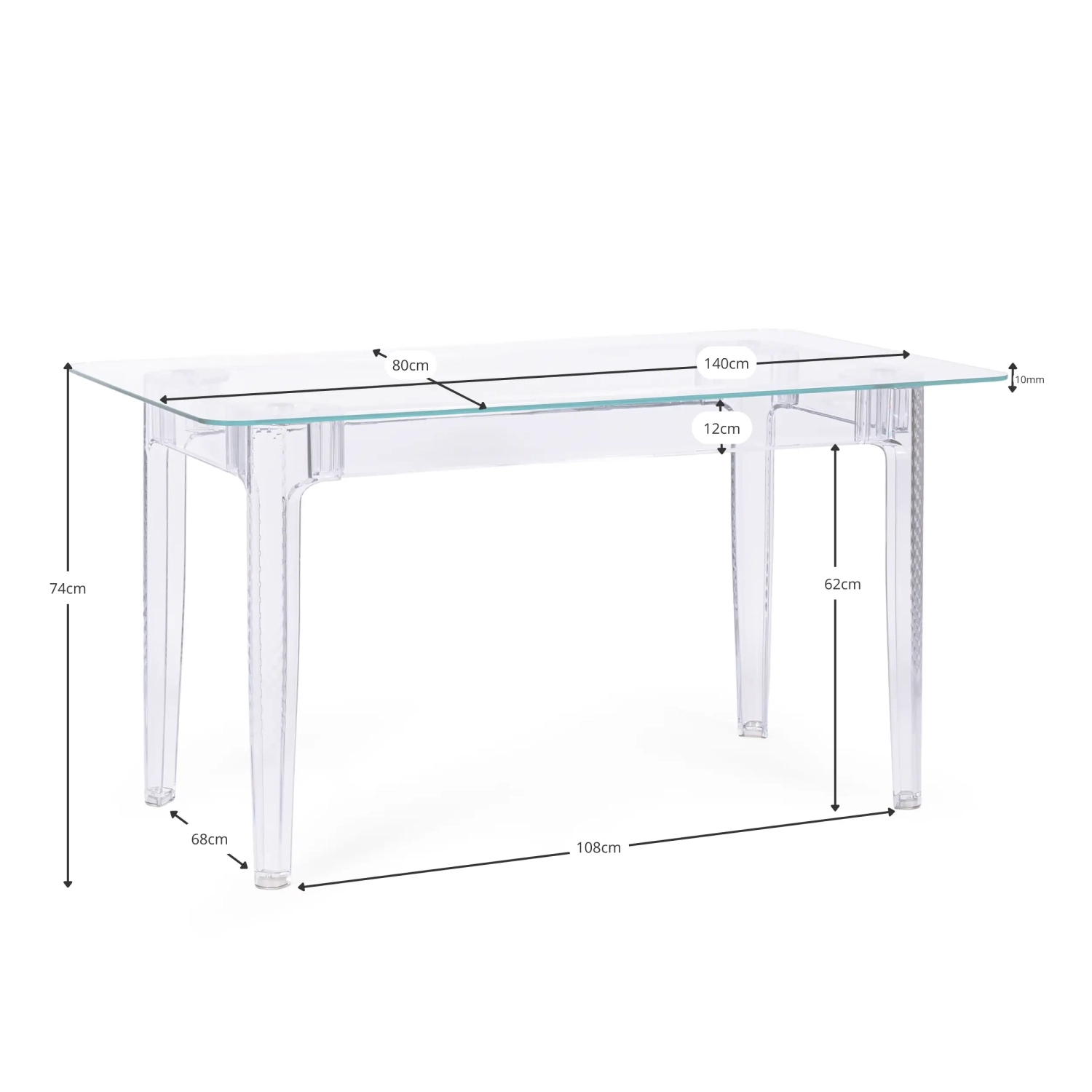 Ghost Dining Table 140x80 cm | Transparent Modern Design