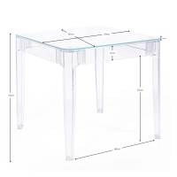 Tavolo quadrato Ghost 60x60 cm | Trasparente e dal design minimalista