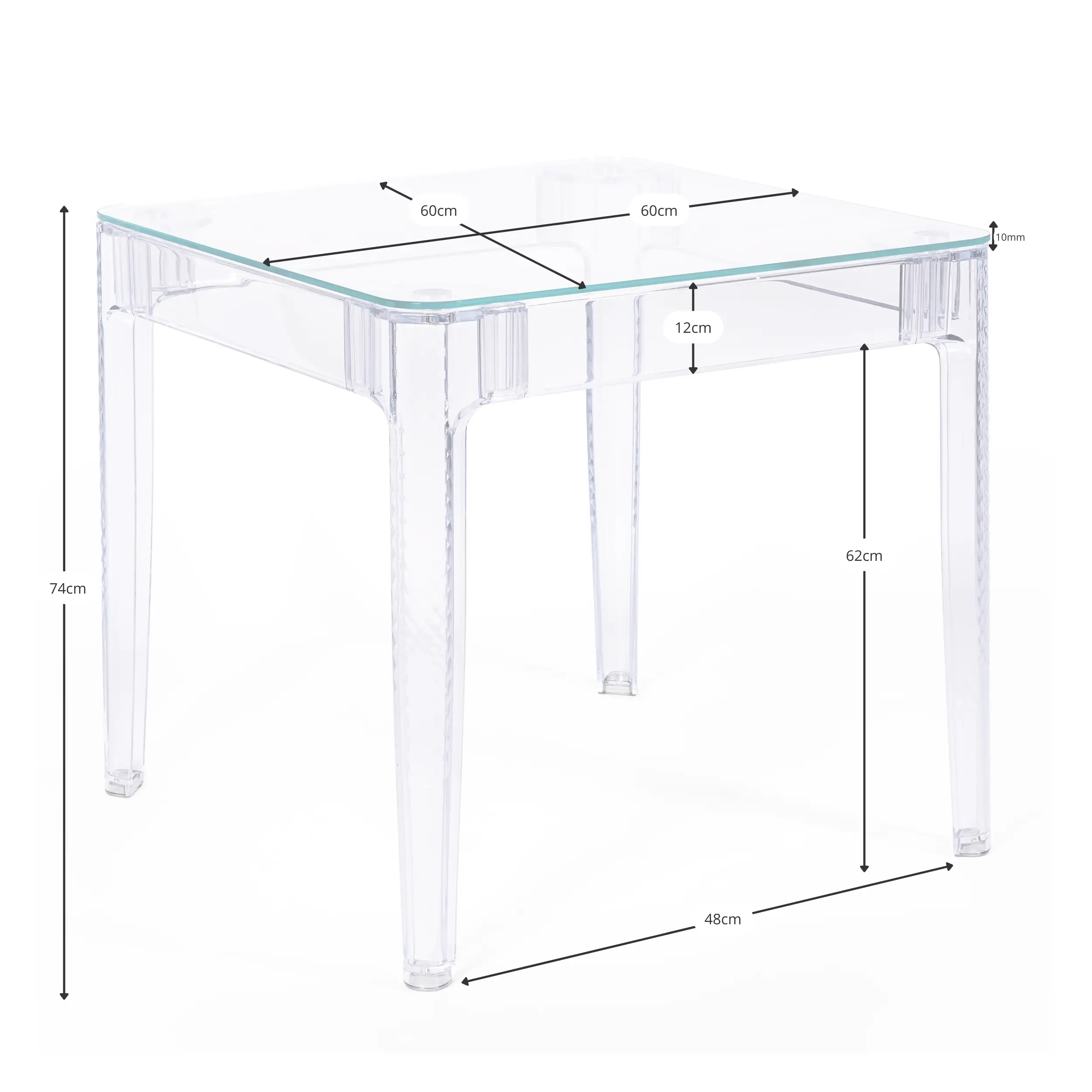 Mesa Ghost Cuadrada 60x60 cm | Diseño Transparente y Minimalista