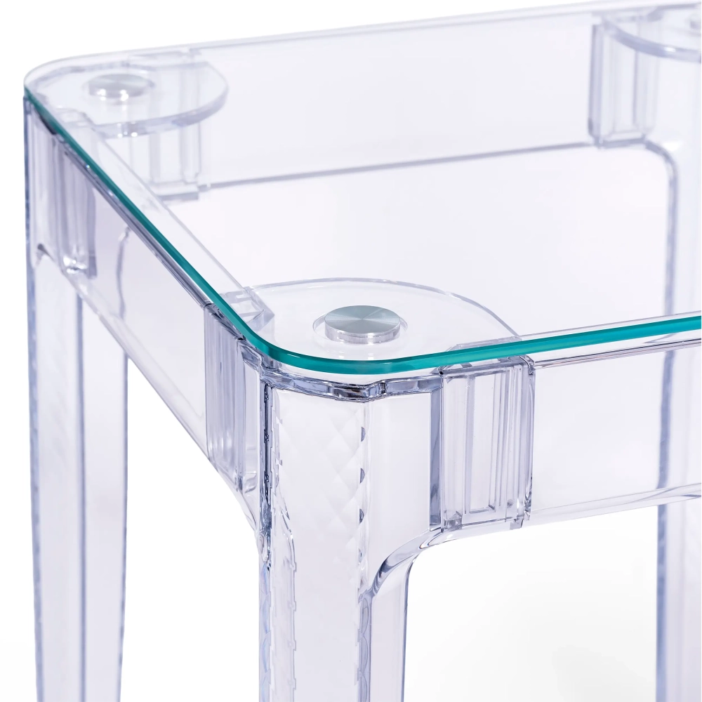 Mesa quadrada Ghost 60x60 cm | Design transparente e minimalista