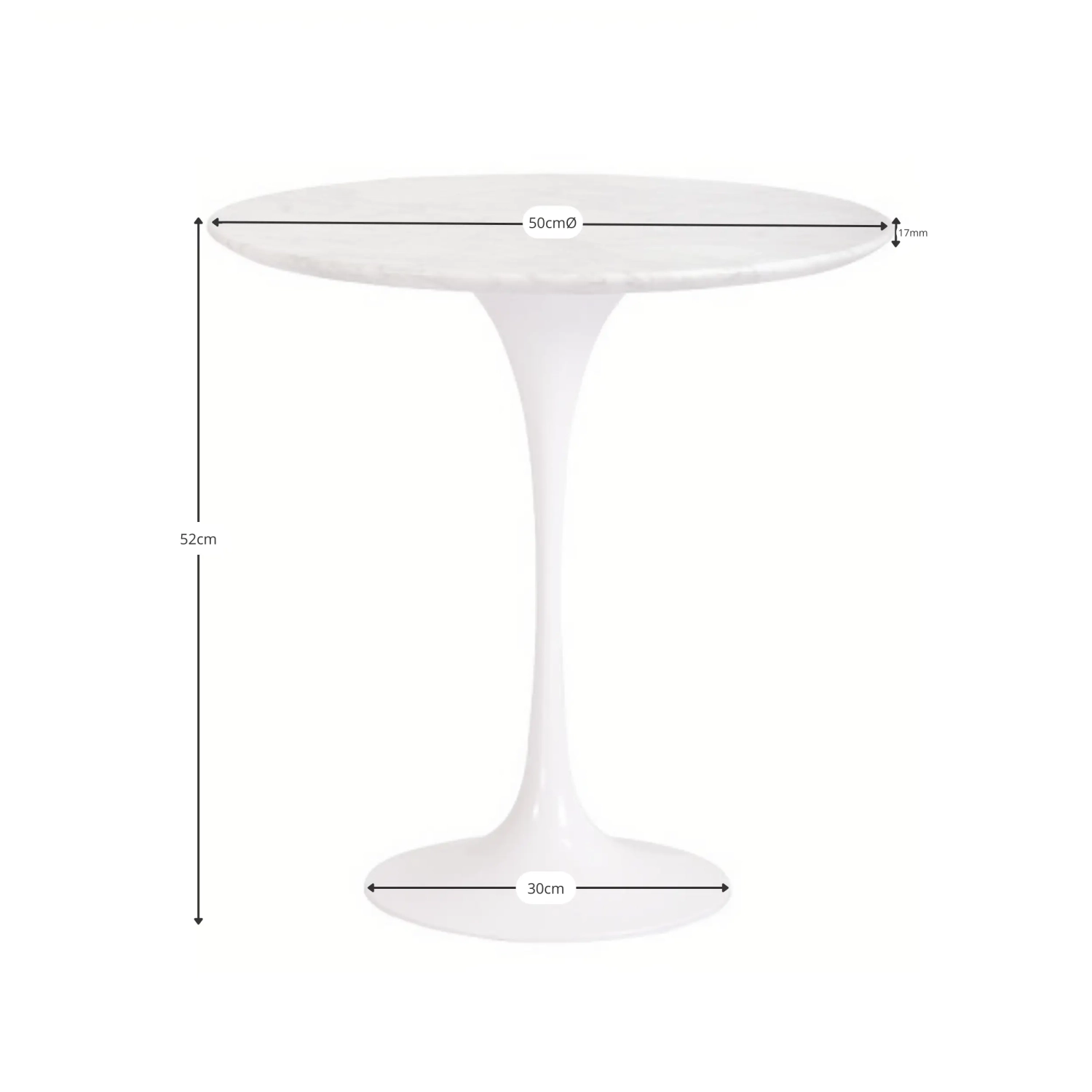 Inspiration Sivupöytä Tulip Sivupöytä Carrara Marble Ø50 cm | Mobelarium