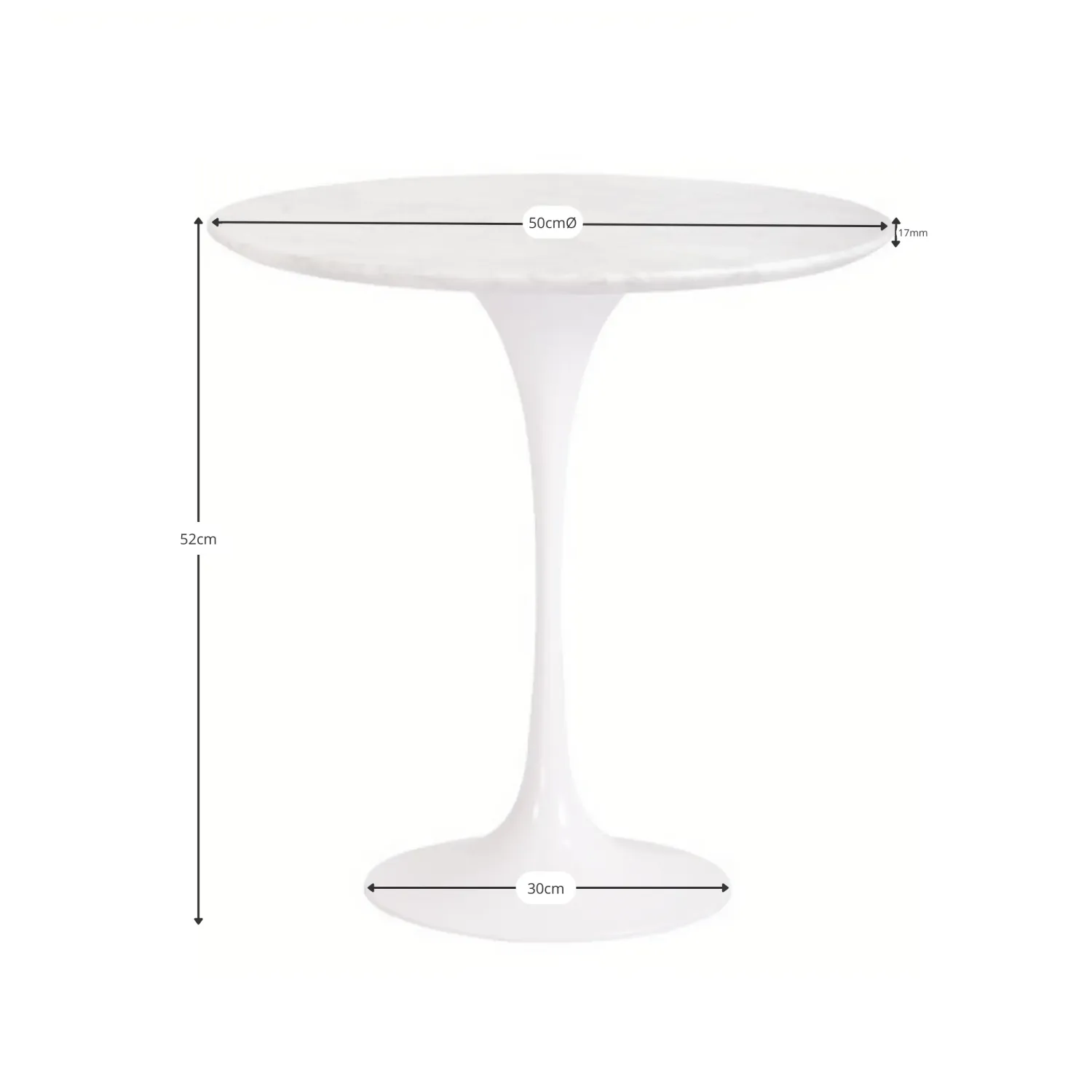 Inspiration Side Table Tulip Side Carrara Marble Ø50 cm | Mueble Design