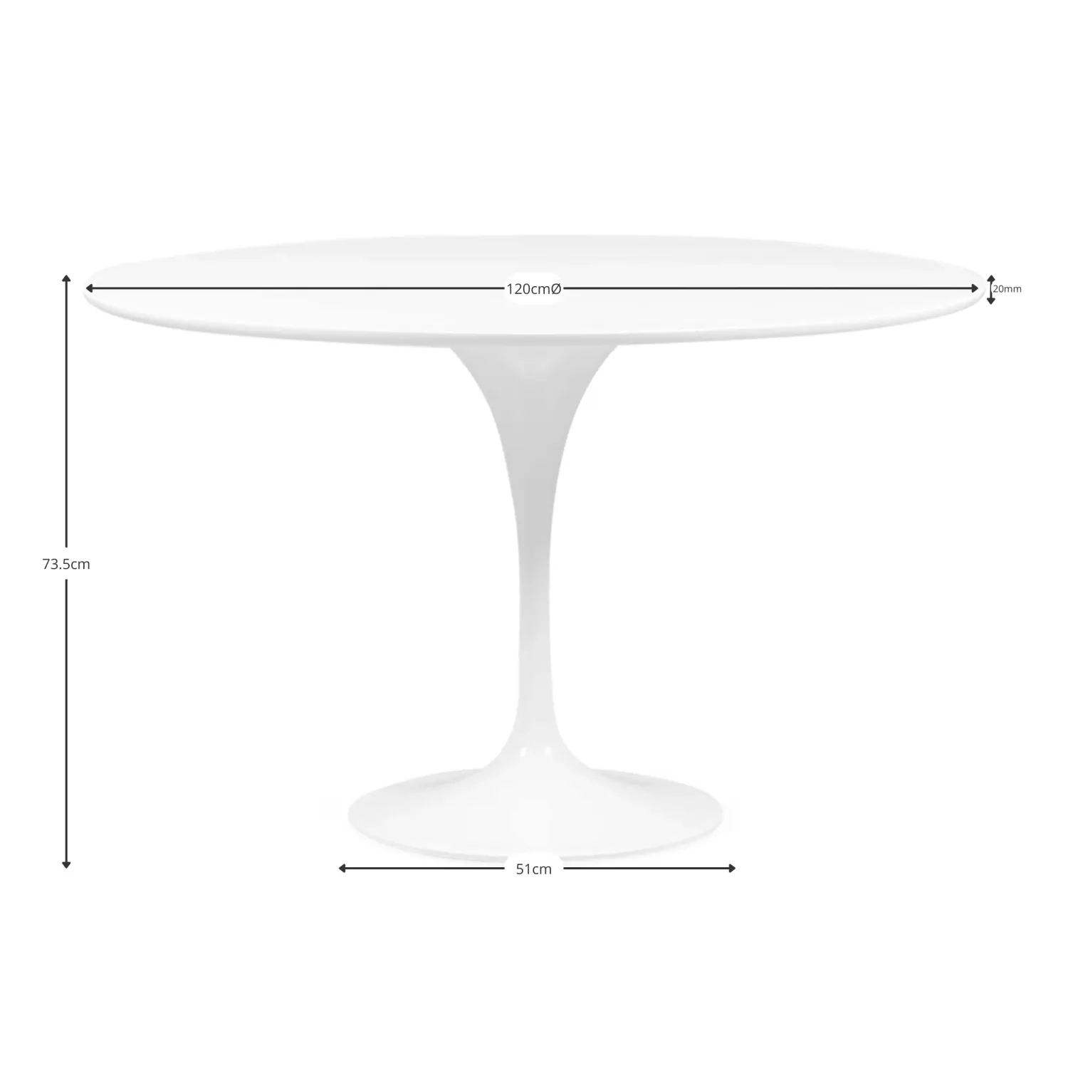 Inspiration Dining Table Style Tulip  120cm - Mueble Design