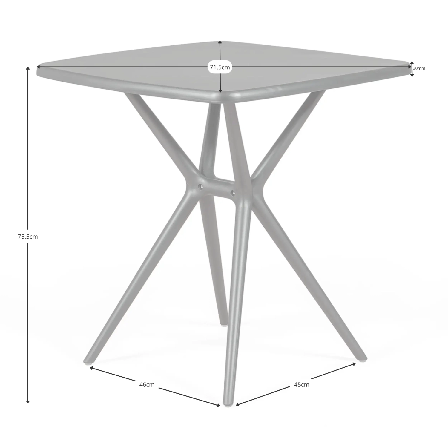 Table Moises 72 cm for Garden | Modern, Light and Resistant | Indoors and Outdoors