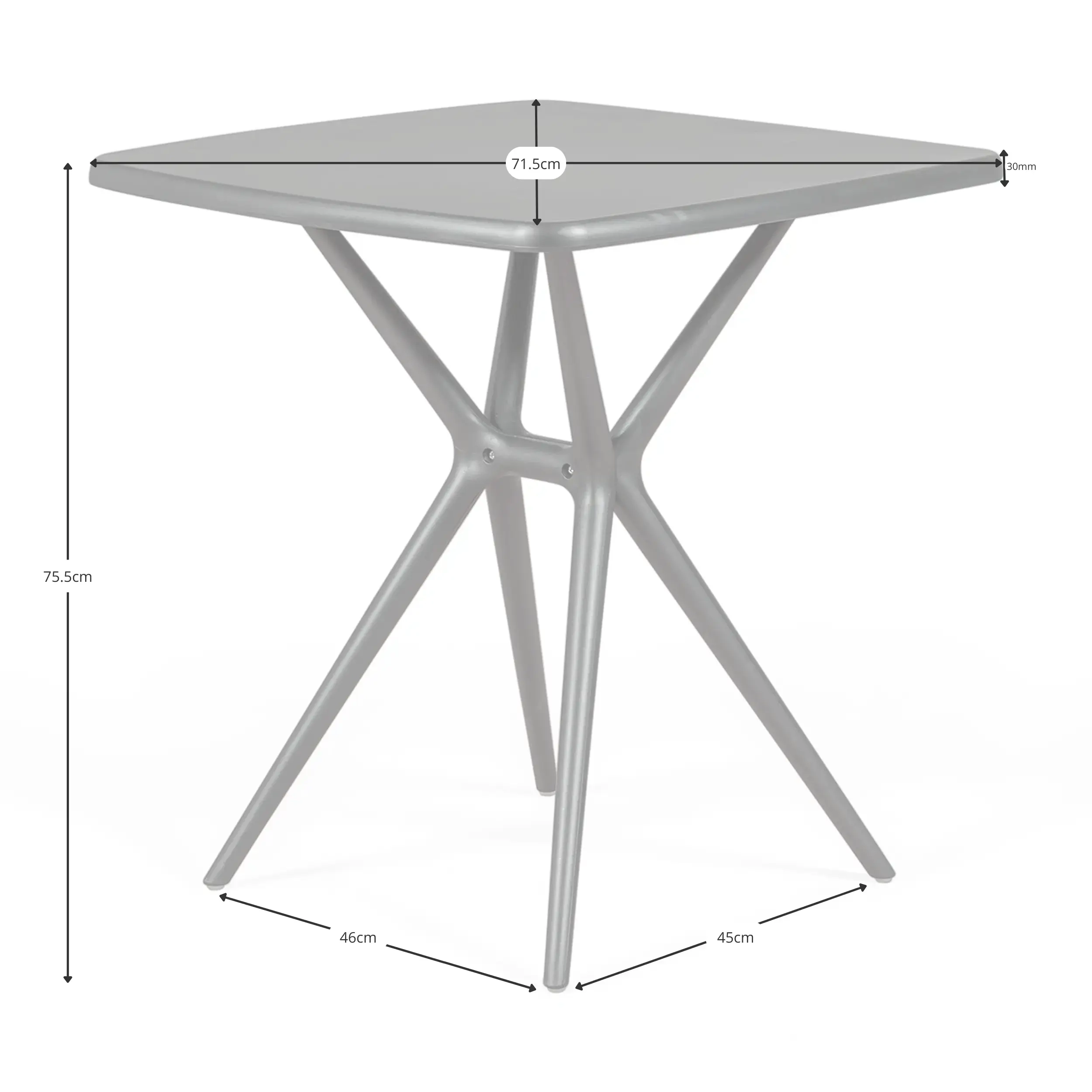 Mesa de jardim Moises 72 cm | Moderna, leve e resistente | Interior e exterior