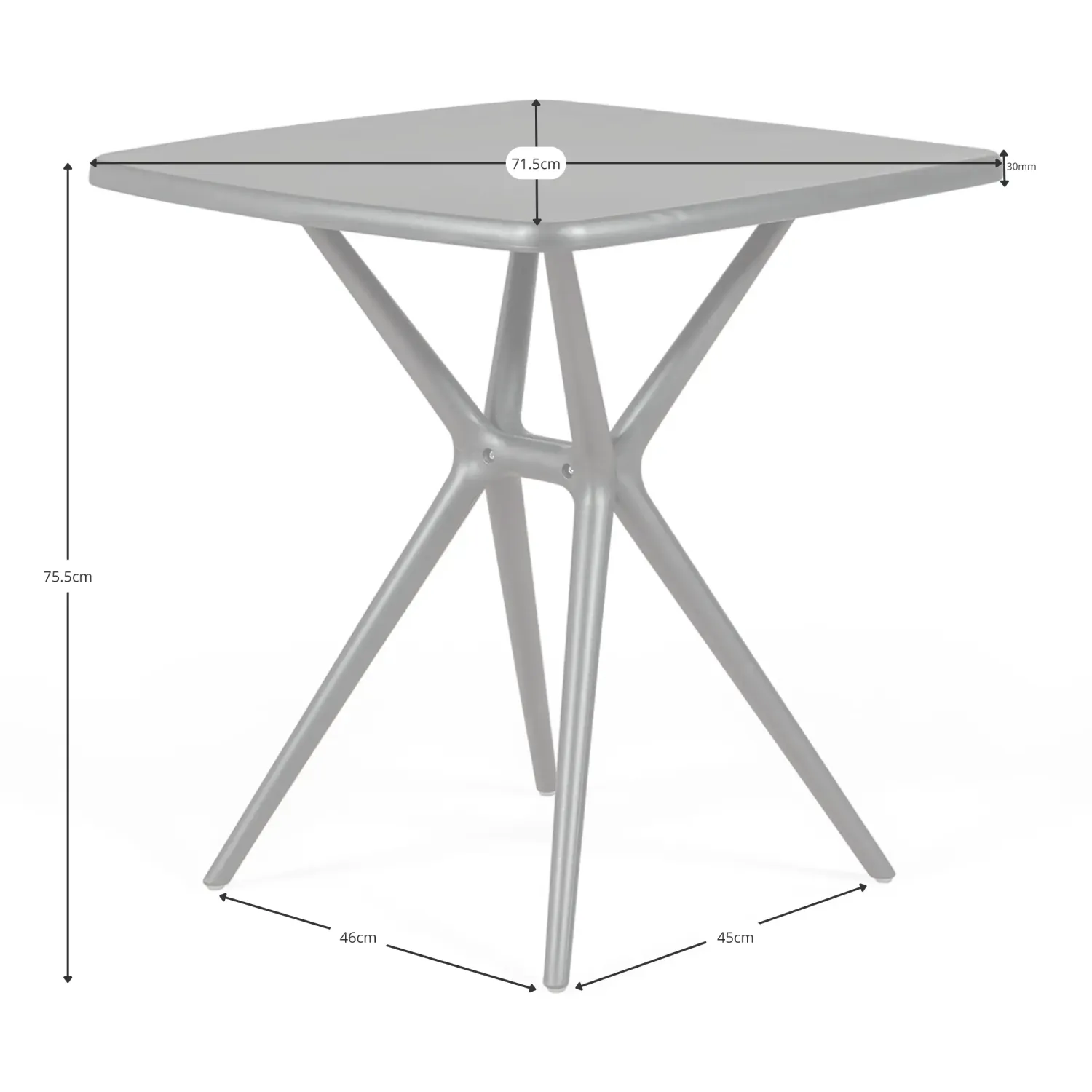 Mesa Moises 72 cm para Jardín | Moderna, Ligera y Resistente | Interior y Exterior