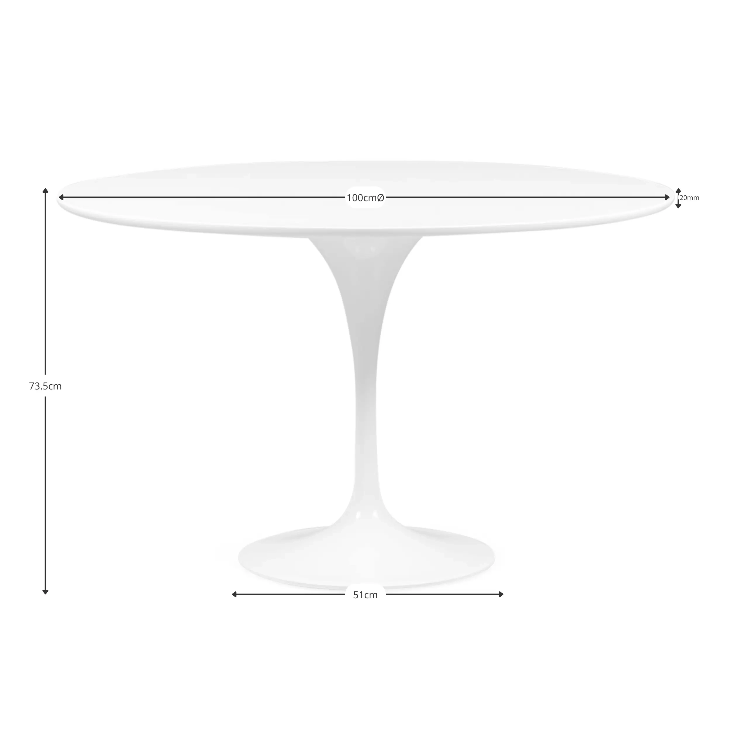 Mesa de Jantar Inspiration Tulip 100cm - Mesa de Jantar - Móveis Design