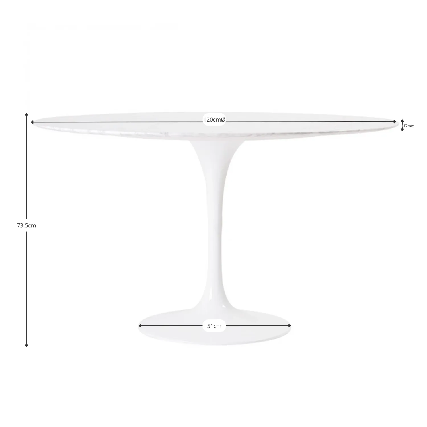 Inspiración Mesa Comedor Tulip en Mármol Carrara 120cm - Mueble Design