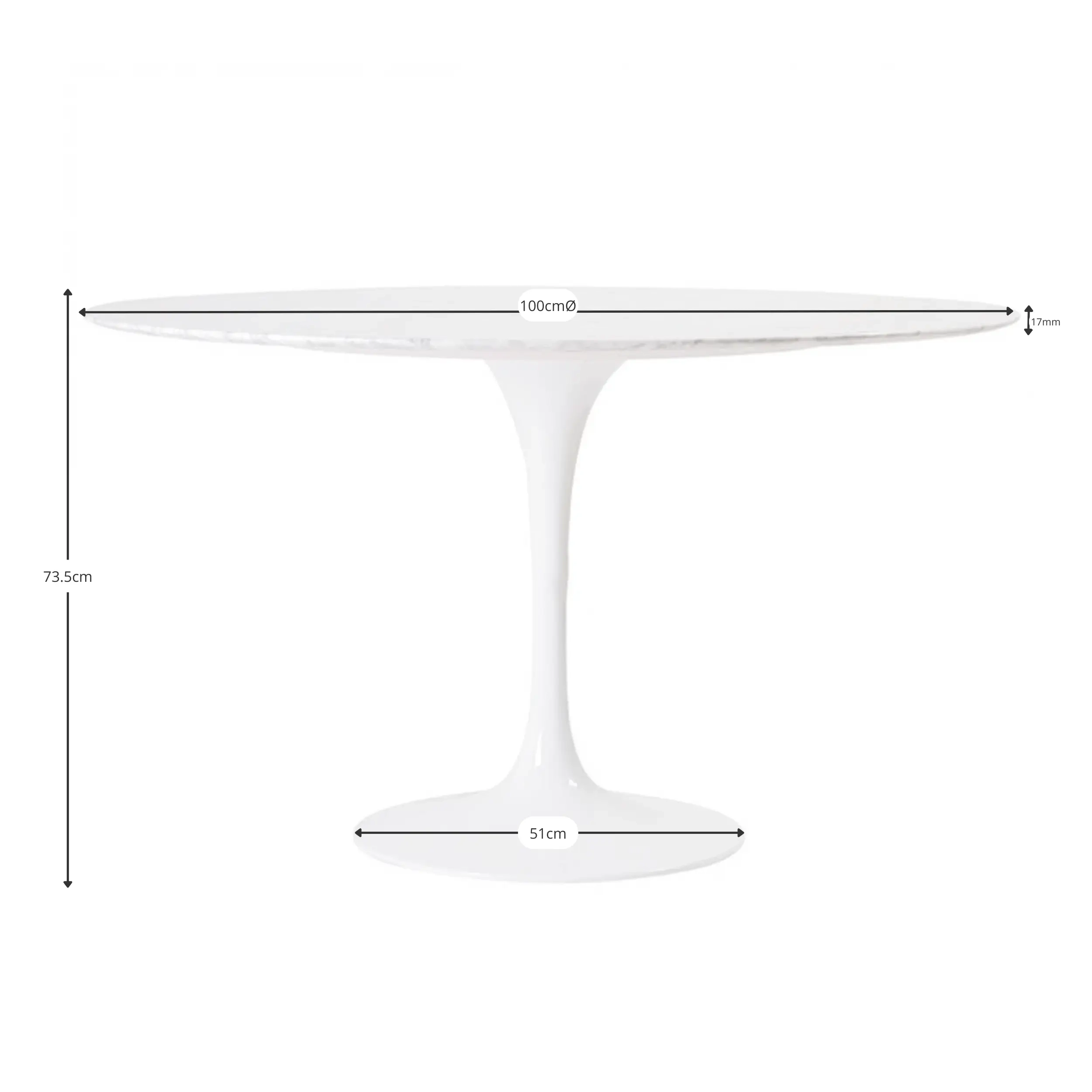 Mesa Inspiration Tulip 100Ø Design em Mármore Carrara - Design de Móveis