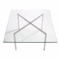 Mesa Mies Van Der Rohe 100x100cm | Cristal Templado y Acero Inoxidable