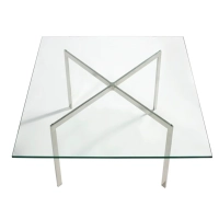 Mies Van Der Rohe Table 100x100cm | Tempered Glass & Stainless Steel