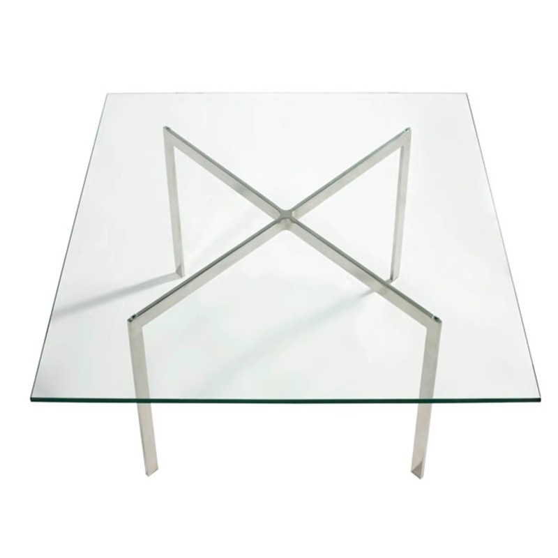 Mies Van Der Rohe Tisch 100x100cm : Gehärtetes Glas und rostfreier Stahl