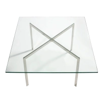 Stół Mies Van Der Rohe 100x100cm: szkło hartowane i stal nierdzewna