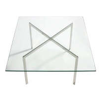 Mesa Mies Van Der Rohe 100x100cm : Vidro temperado e aço inoxidável