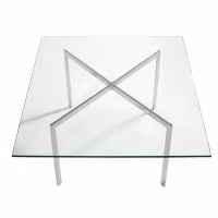 Mesa Mies Van Der Rohe 100x100cm | Cristal Templado y Acero Inoxidable