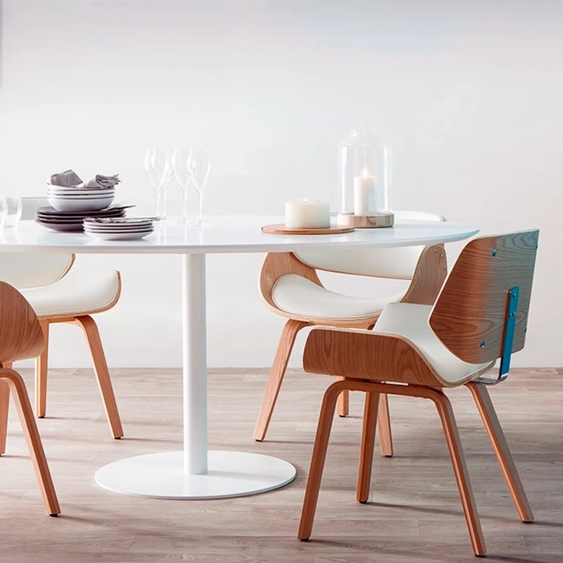 Chaise en bois d'érable contreplaqué Nordic avec coussin en simili cuir | Style Scandinave