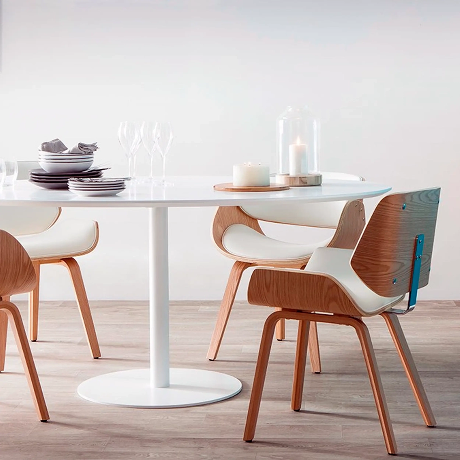 Vaahterapuu vaneri tuoli Nordic ja keinonahkainen tyyny | Style Skandinaavinen