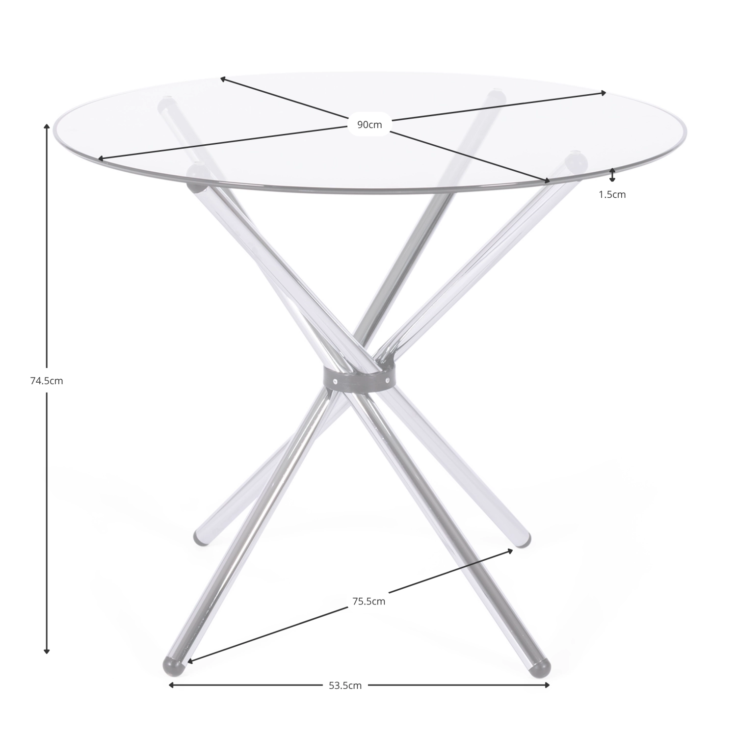 Pyöreä lasipöytä 80 cm | Moderni muotoilu keittiöön ja ruokasaliin