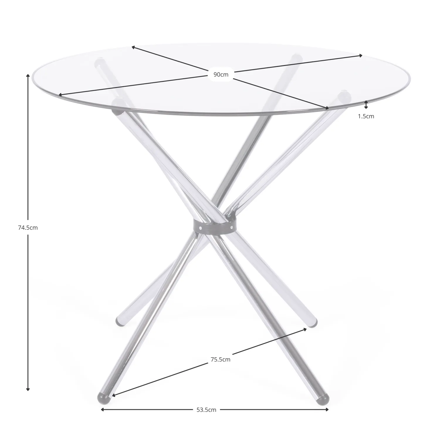 Round Glass Table 80 cm | Modern Design for Kitchen and Dining Room
