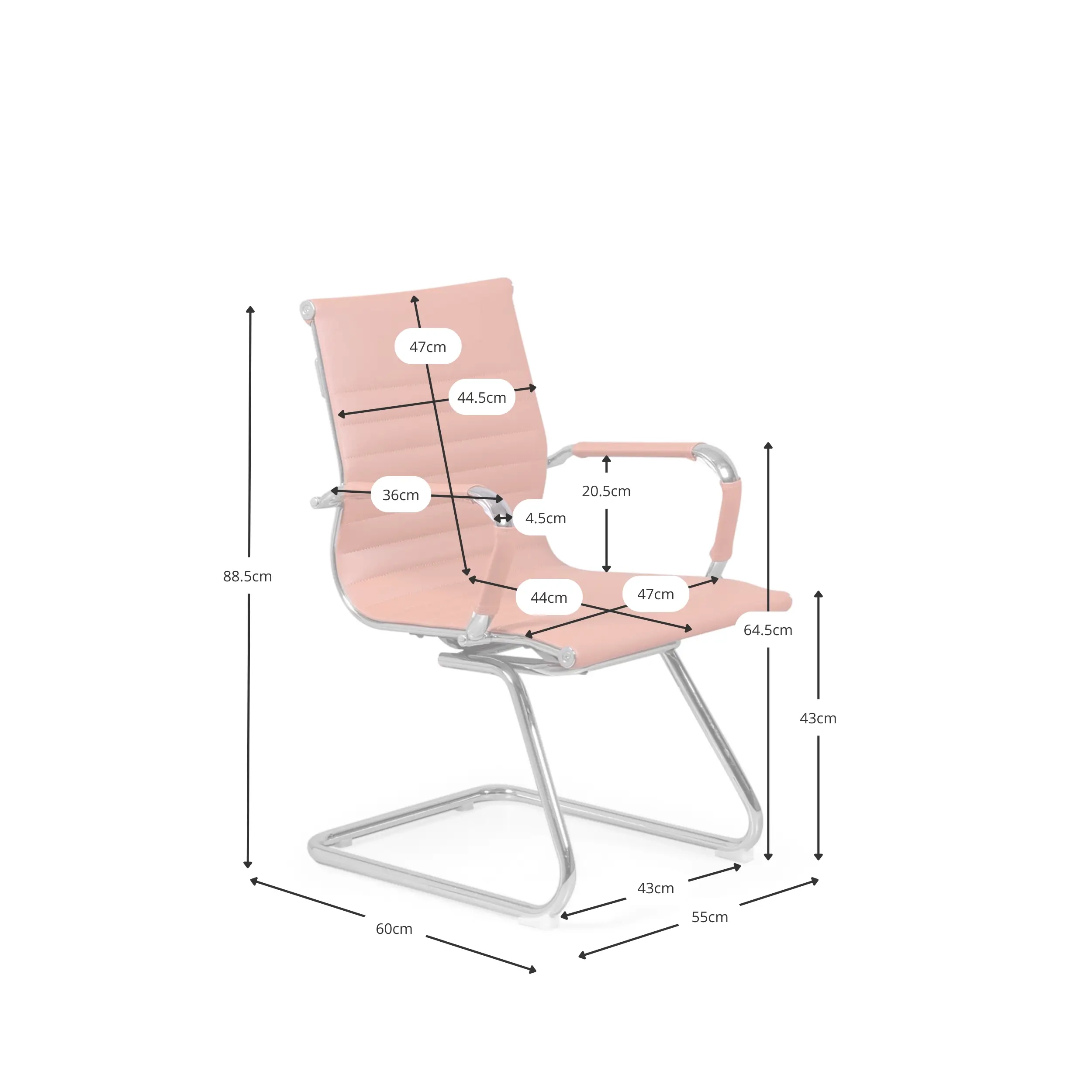 Office Chair Alu LB Without Wheels in Leatherette - Mueble Design