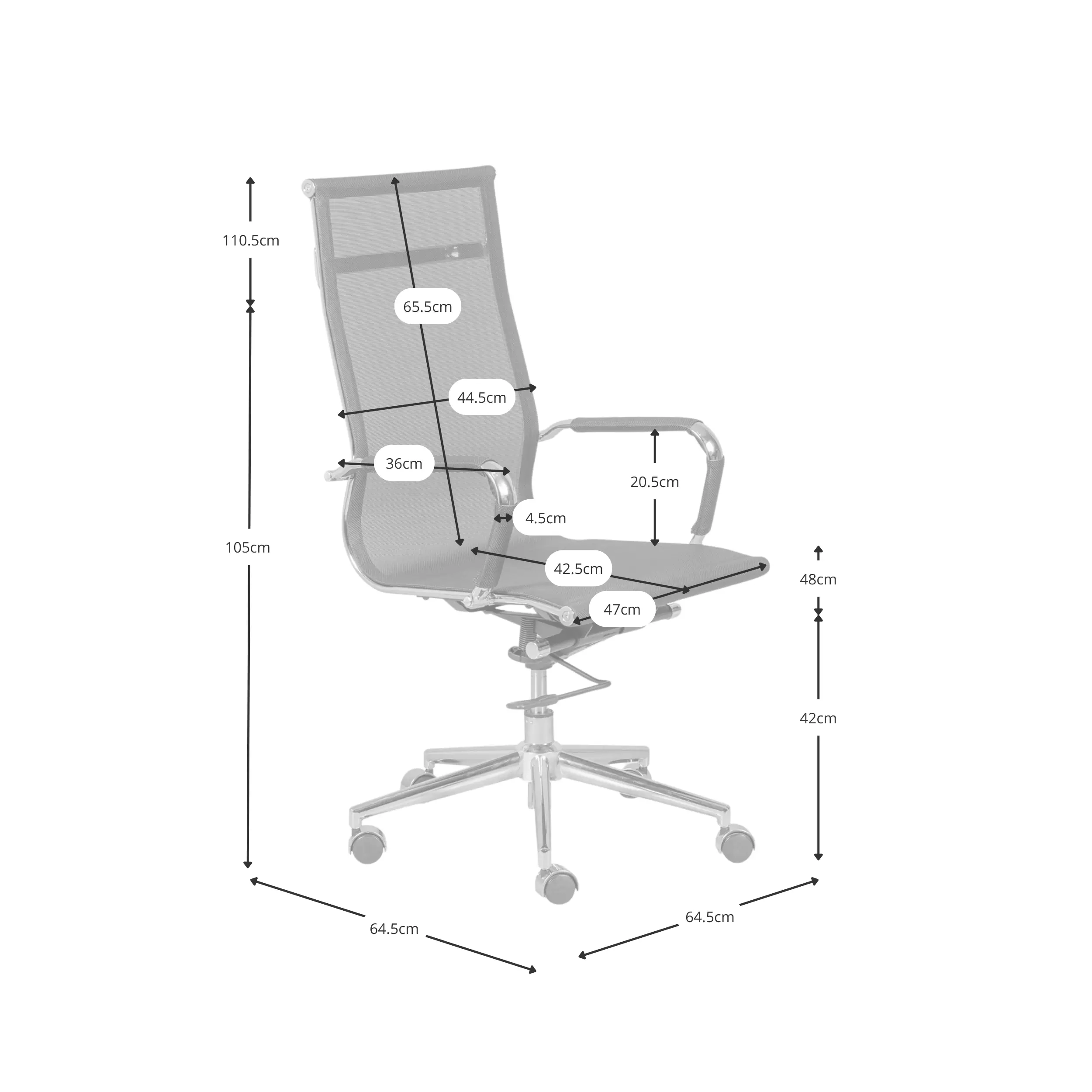 Cadeira de escritório Mesh HB com rodas malha fibra - Mueble Design
