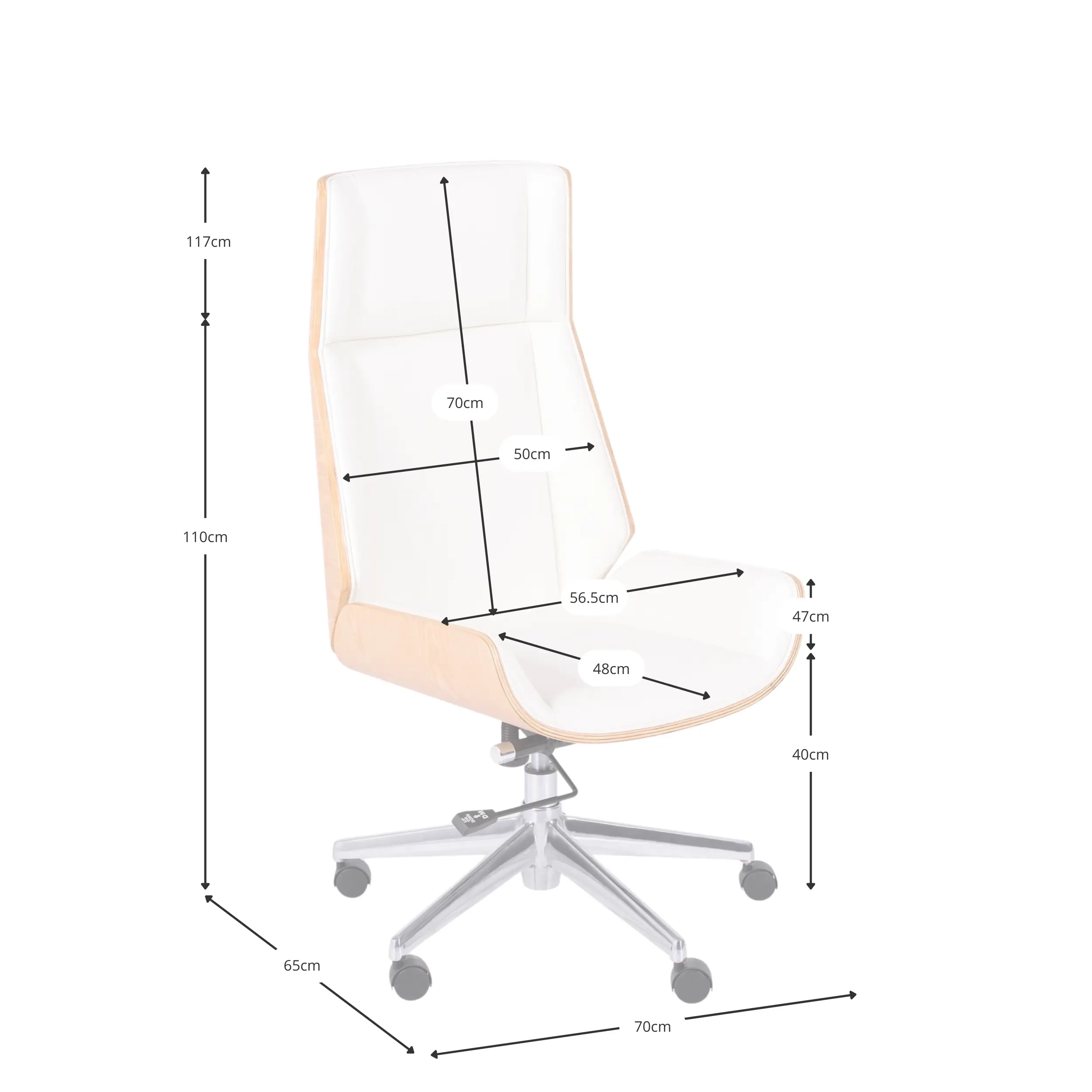 Nordic Highback office chair in maple and white eco-leather - Mueble Design
