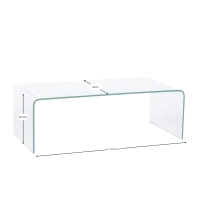 Mesa de centro «Coffee Ice»: cristal templado transparente de 12 mm
