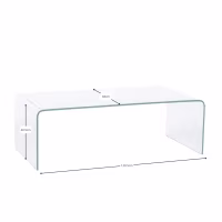 Mesa de centro Coffee Ice: vidro temperado transparente de 12 mm