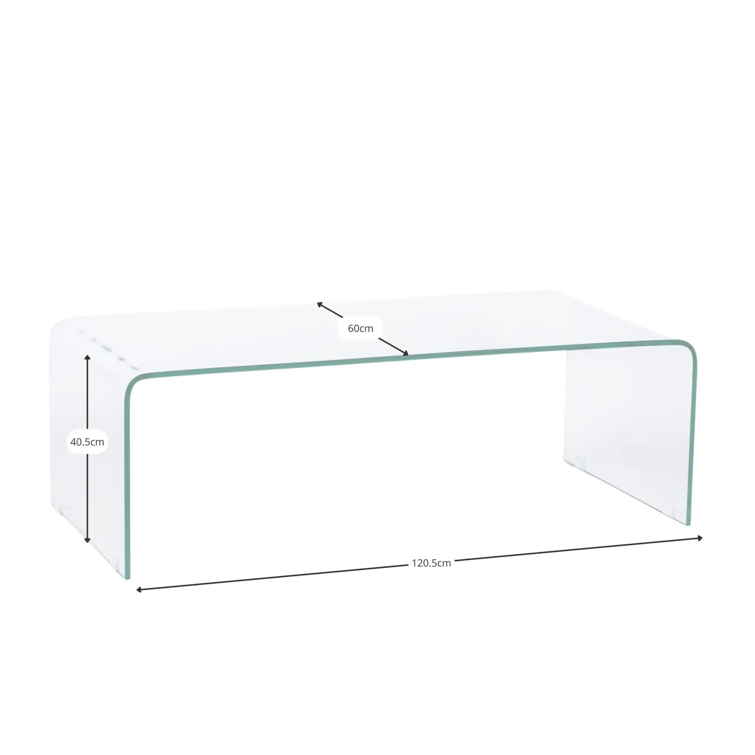 Mesa de centro Coffee Ice: vidro temperado transparente de 12 mm