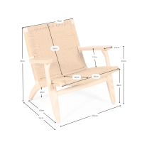 Cadeirão Catani CH25 | Design escandinavo em freixo e corda natural