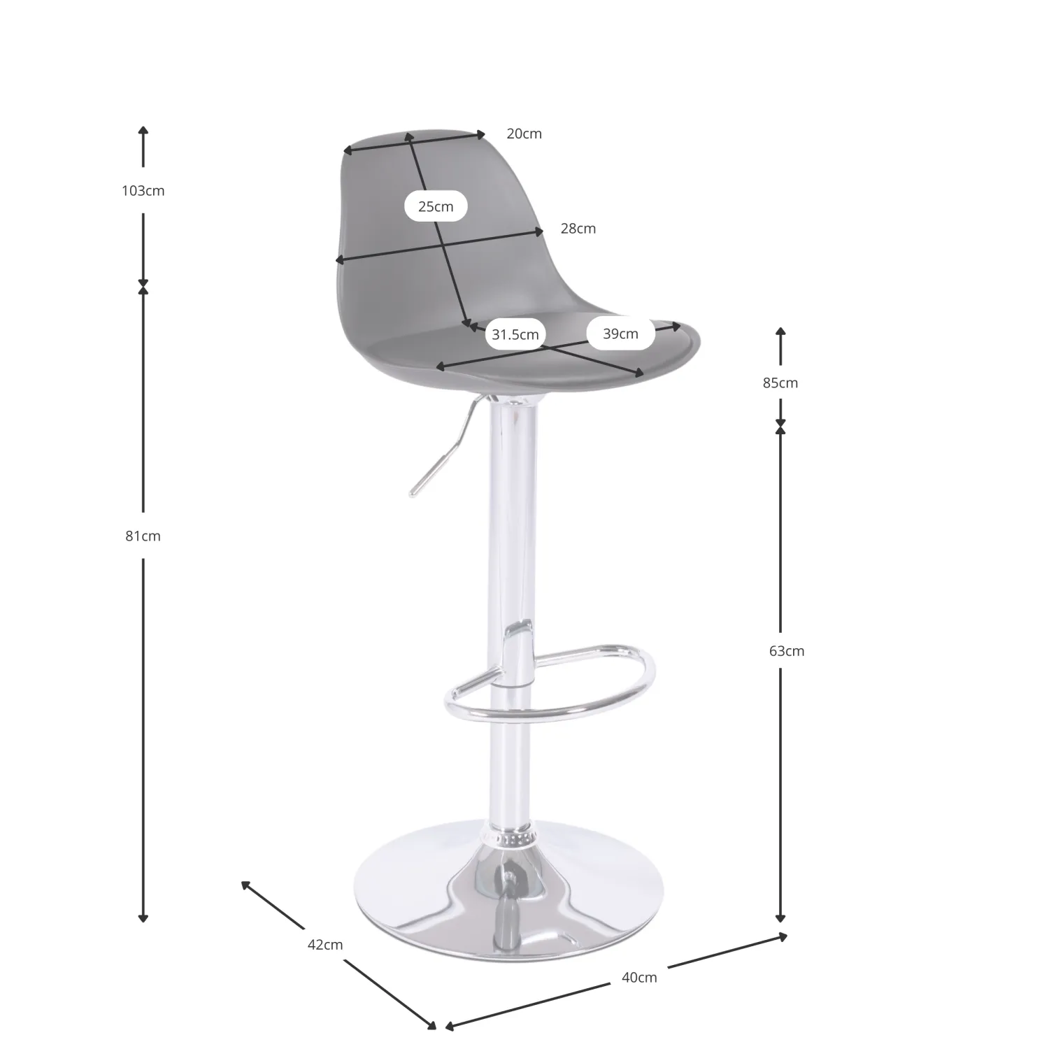 Taburete regulable Kansas | Diseño moderno y ergonómico