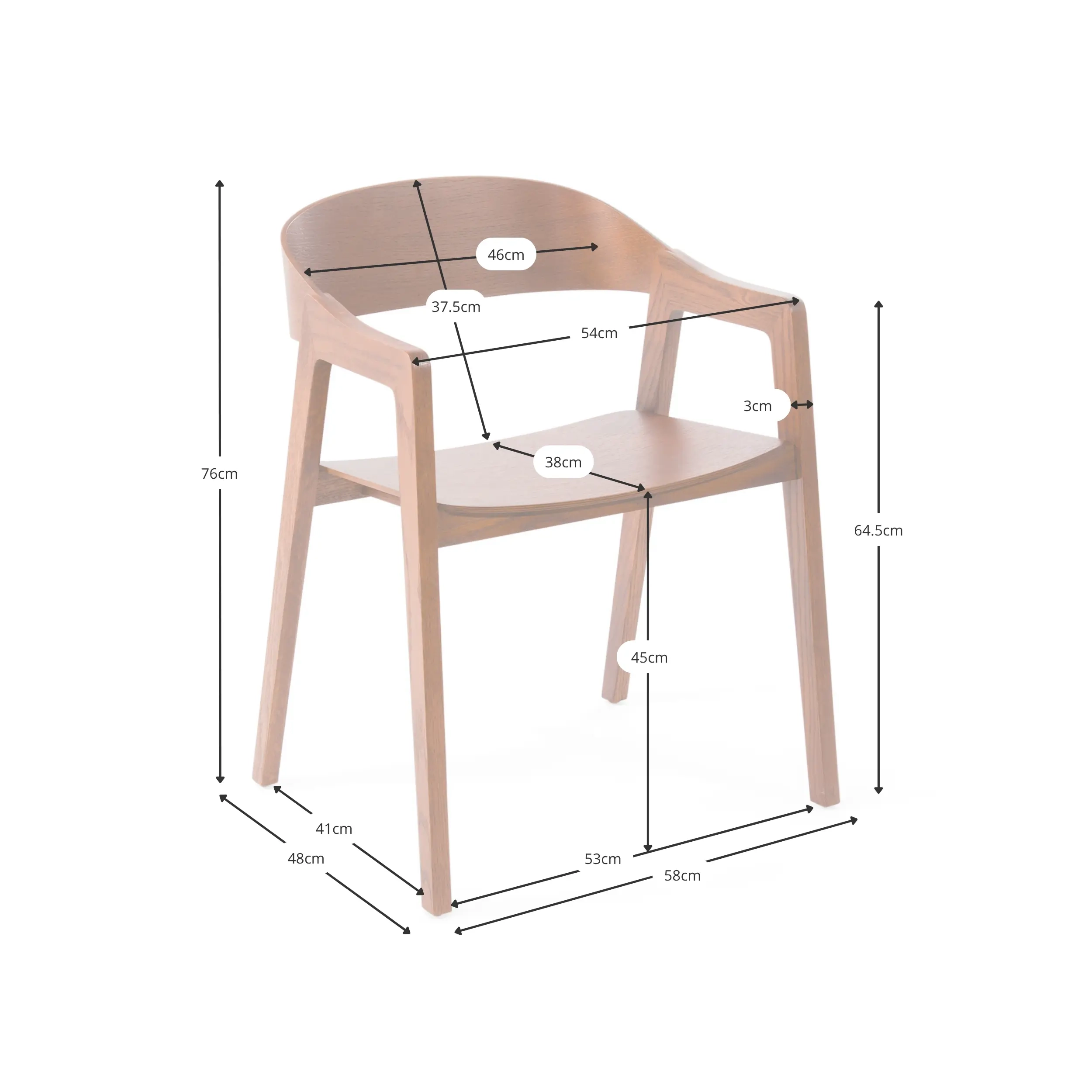 Cadeira de carvalho nórdico com braços Soho | Design minimalista escandinavo