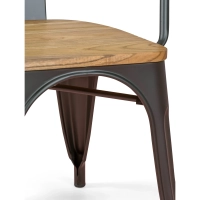 Bistro Arms Wood Chair | Industriestuhl mit Armlehnen und Holzsitz