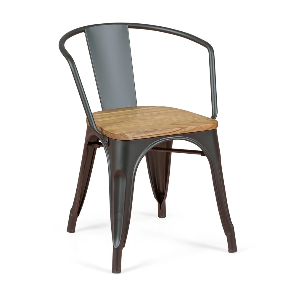 Chair Bistro Arms Wood - Industrial-Vintage with Elm Seat