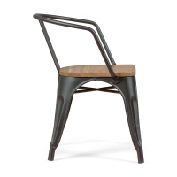 Bistro Armstöd Trästol | Industriell stol med armstöd och träsits