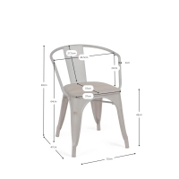 Bistro Silla de madera con brazos | Silla industrial con brazos y asiento de madera