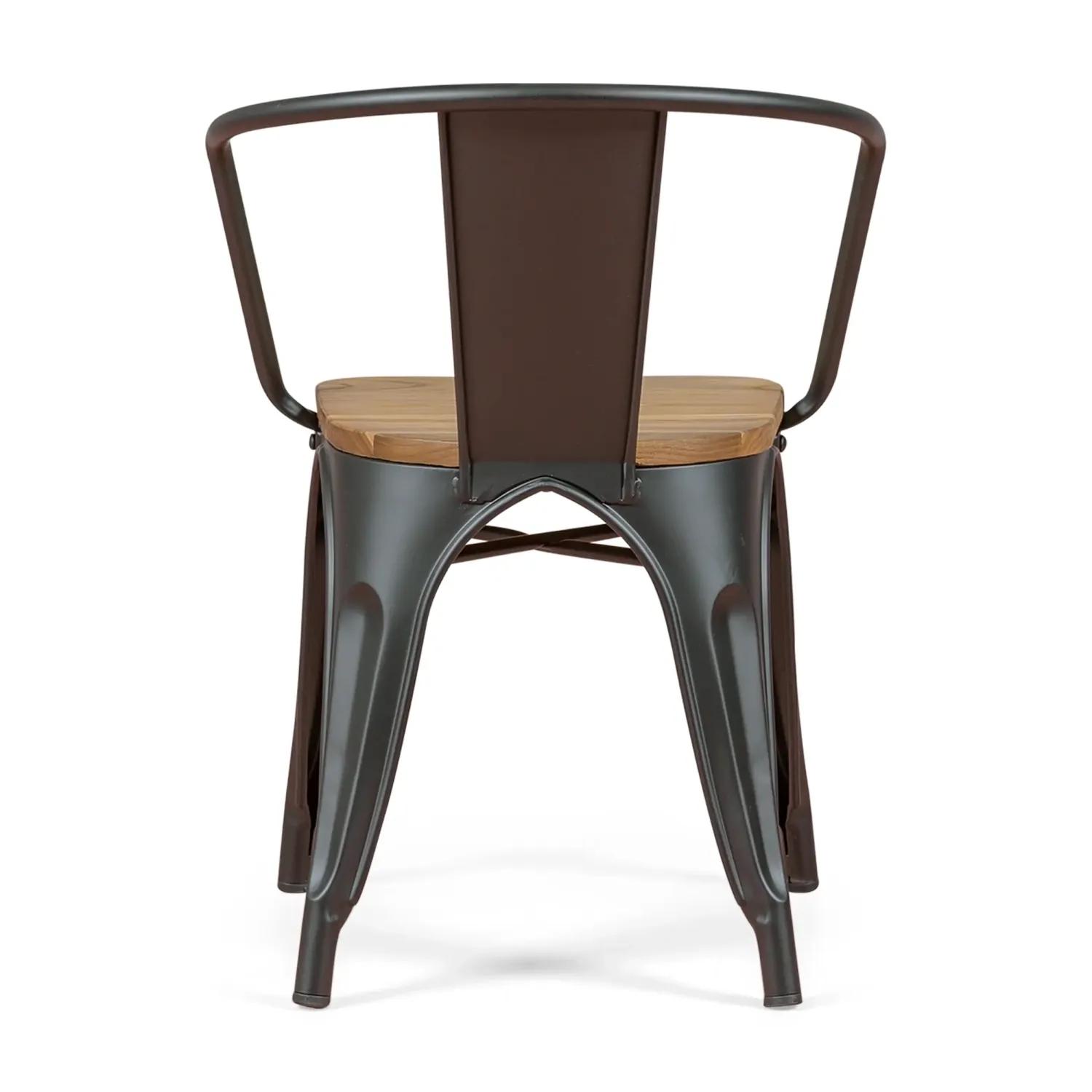 Bistro Silla de madera con brazos | Silla industrial con brazos y asiento de madera