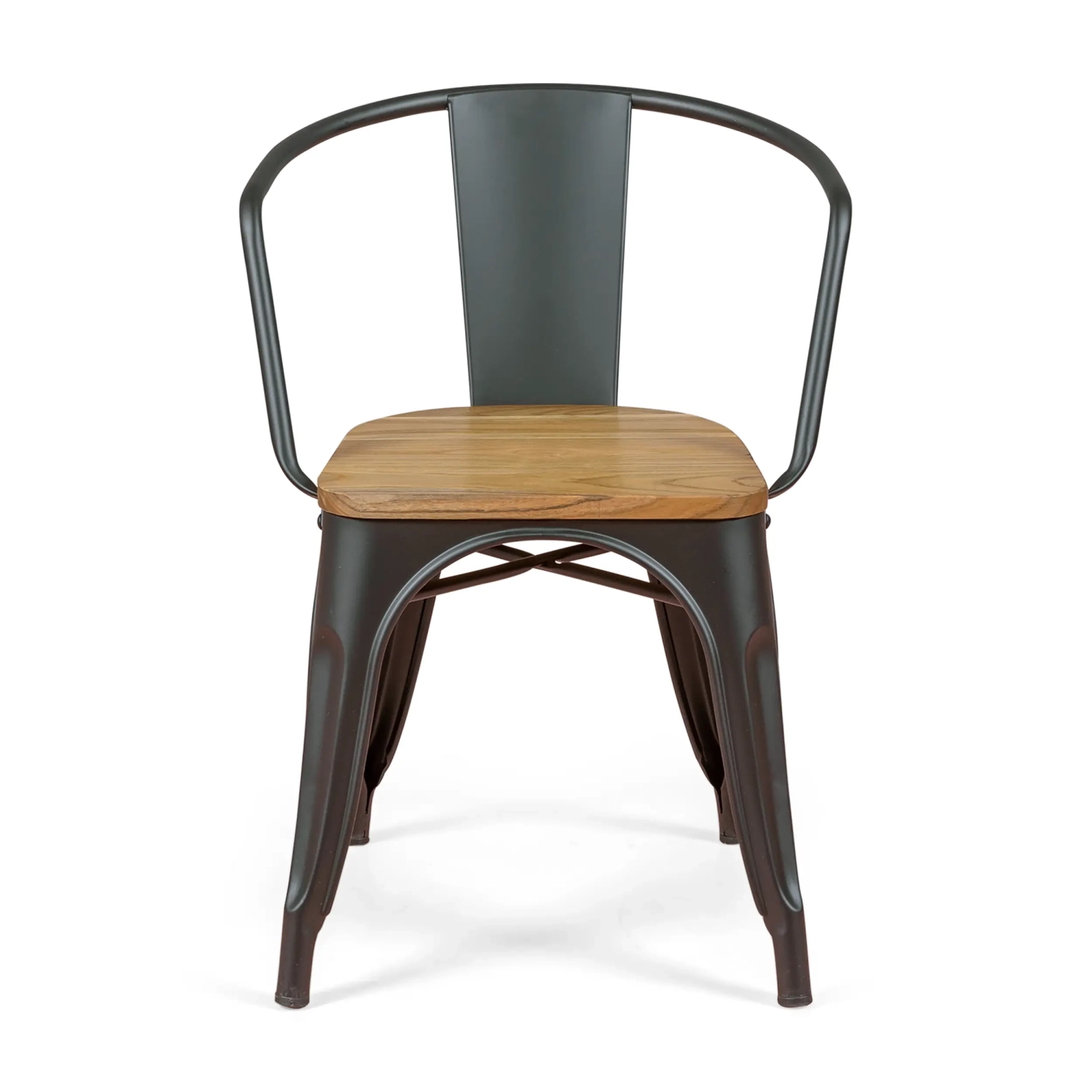Bistro Arms Wood Chair | Industriestuhl mit Armlehnen und Holzsitz