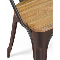 Bistro Sedia con braccioli in legno | Sedia industriale con braccioli e seduta in legno