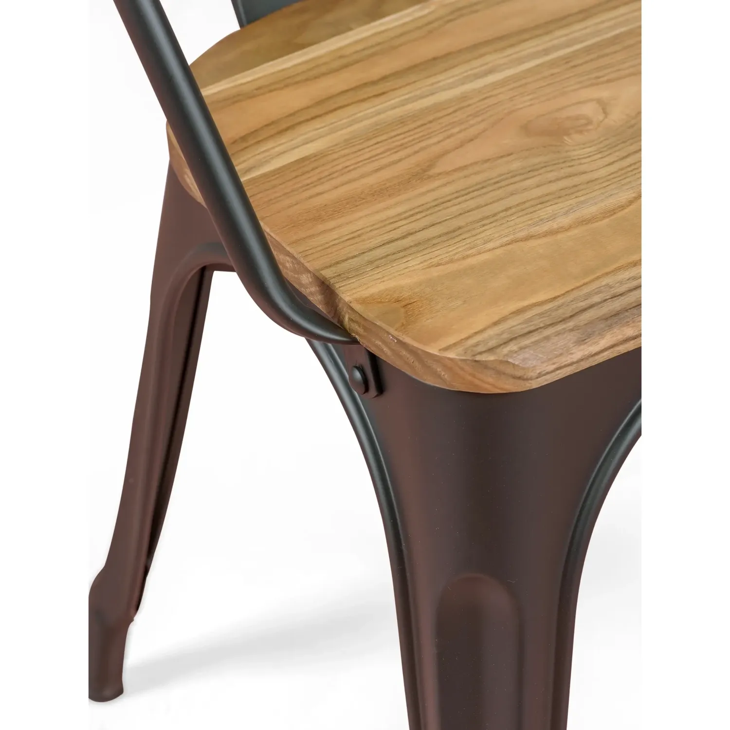Bistro Silla de madera con brazos | Silla industrial con brazos y asiento de madera