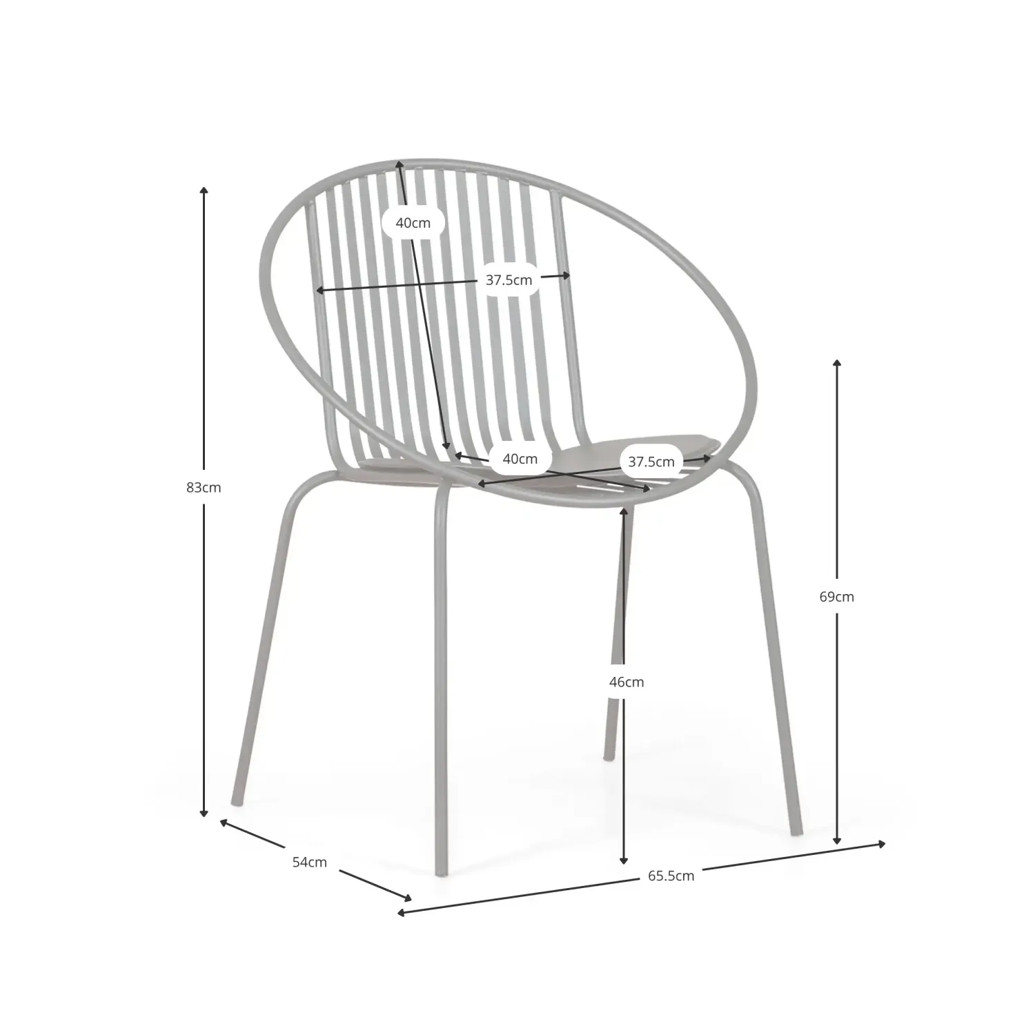 Silla Metálica Bali - Resistente y moderna para exterior e interior - Mueble Design