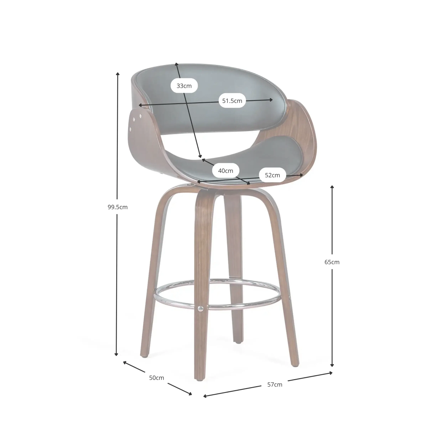 Barstoel Burrow 66 cm - Stijlvolle en comfortabele kruk scandinavisch gemaakt van kunstleer Mobelarium